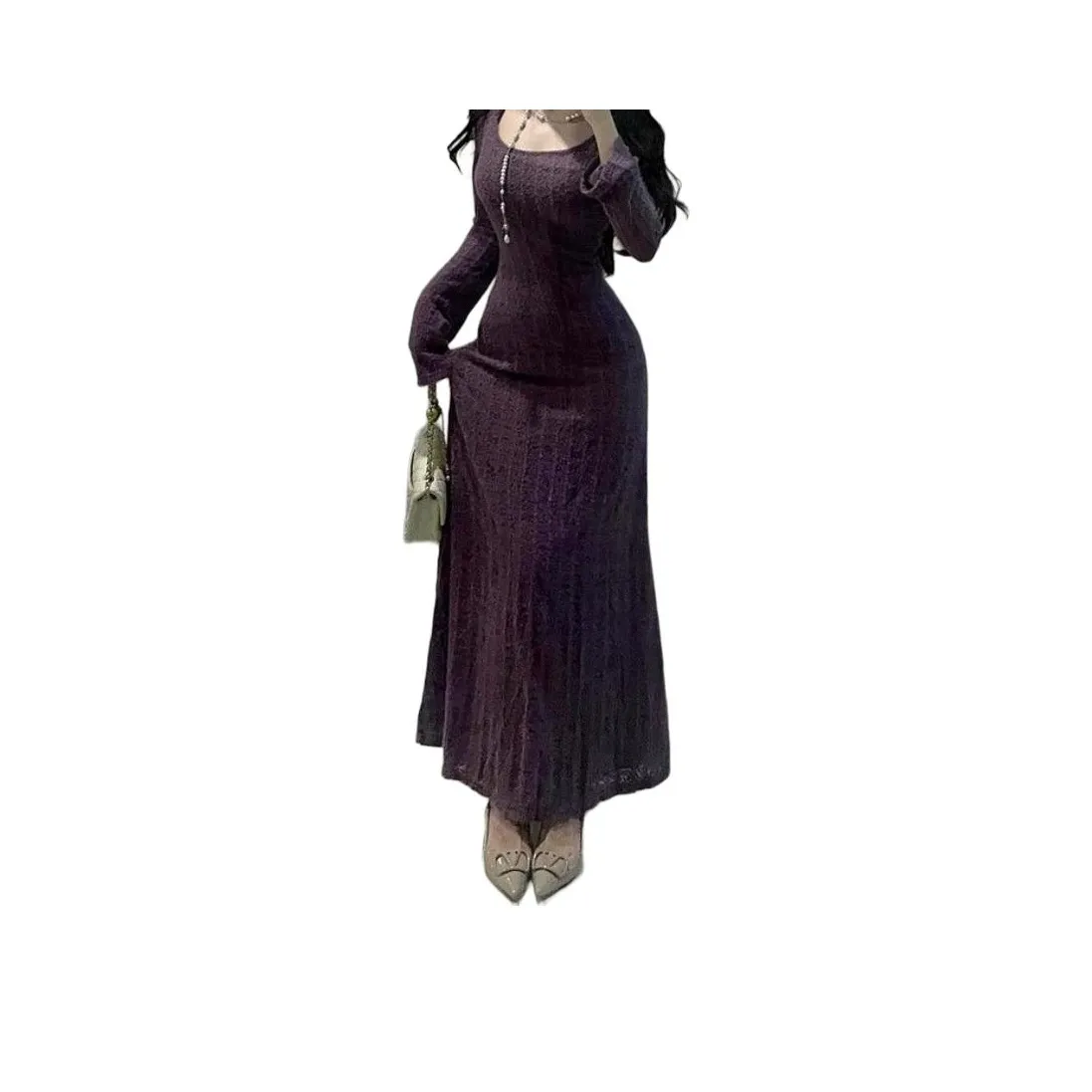 GIUHF Длинное платье с длинными рукавами женское