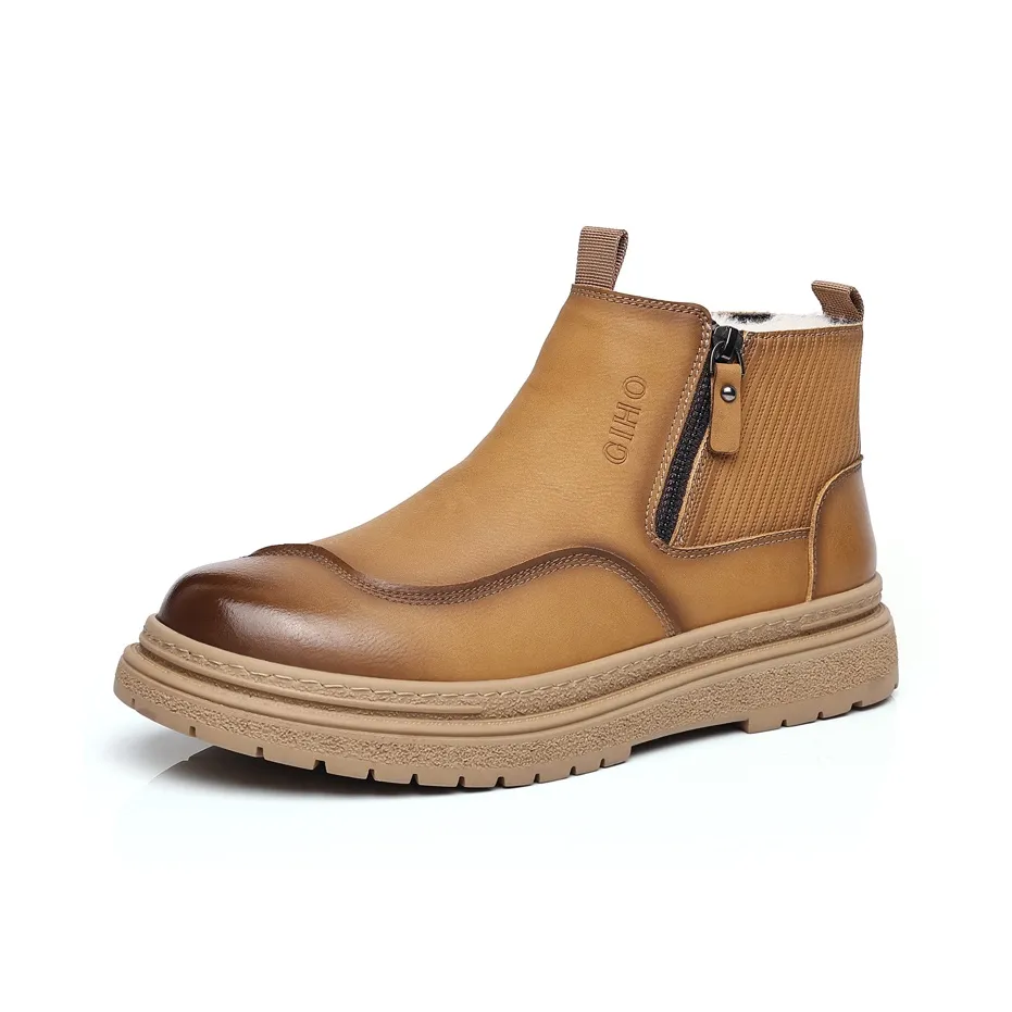 GIHO Trendy Versatile Зимний Флис с подкладкой Винтажные ботильоны Короткий Мартин Boot Мужской