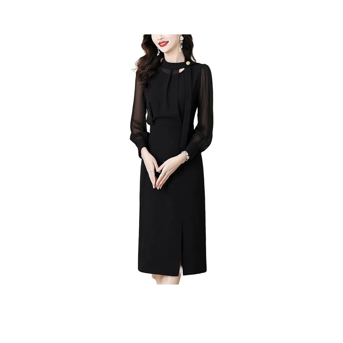 The Temptation Of The Muse Длинное платье с длинными рукавами женское