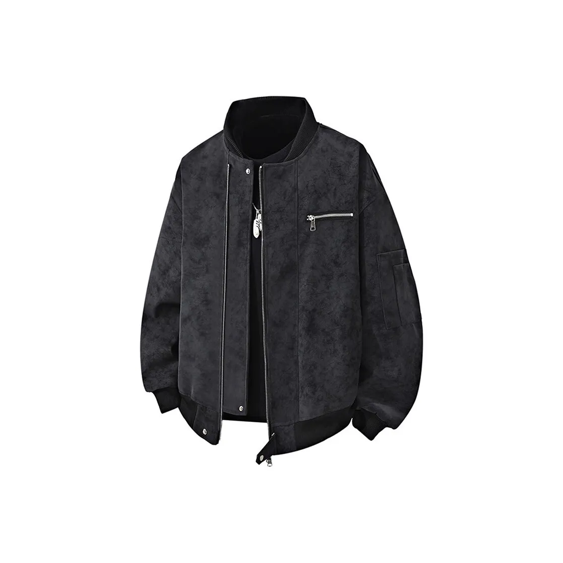 Wooden Rabbit Мужская одежда Deconstruction Tie Dye PU кожа Воротник-стойка Бейсбольная куртка Пальто Casual Sports Мужской