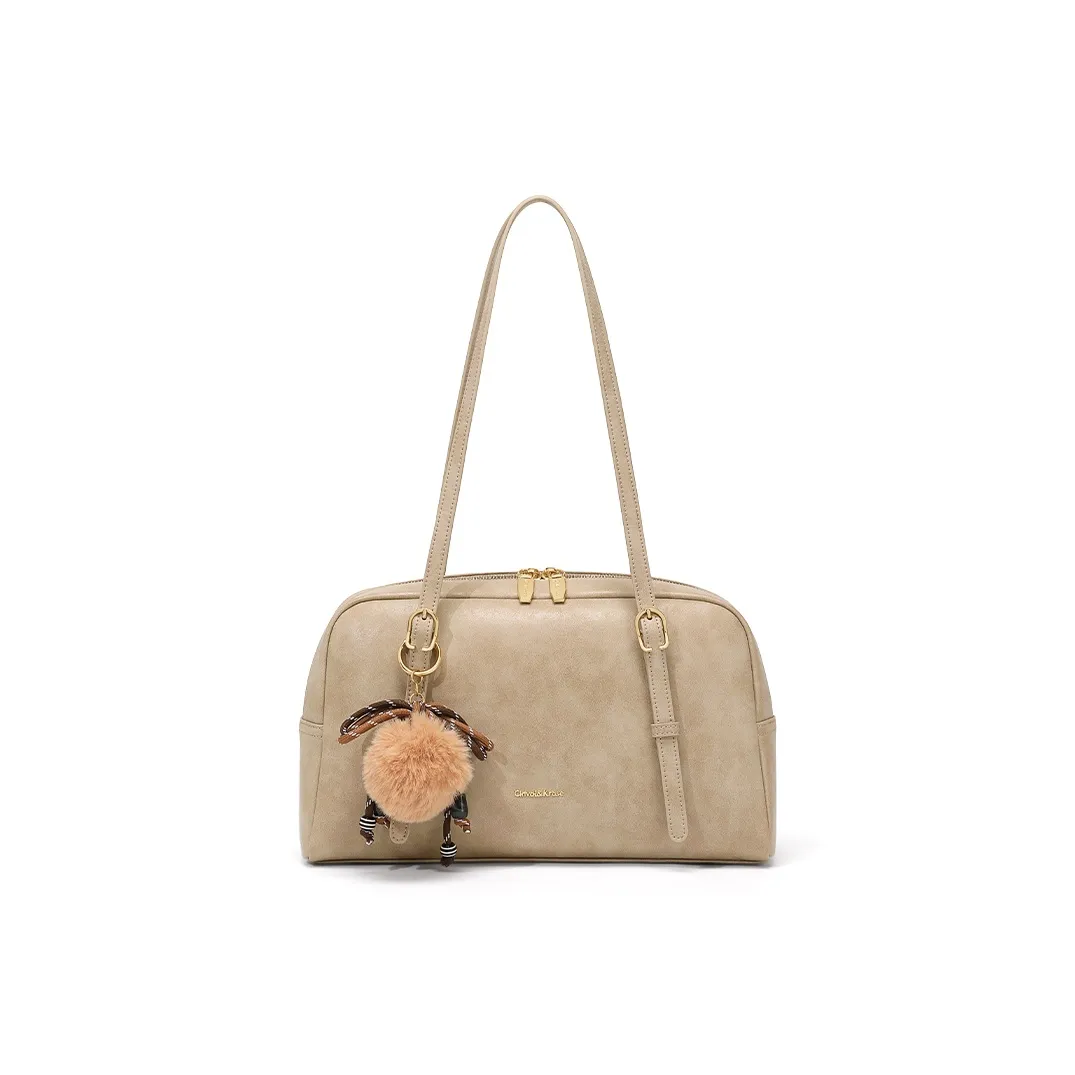 CinvaiKrose Микрофибра Синтетическая Кожа Переносная Bowling Сумка Сумка-подушка Плечевая сумка Женская Хаки Кофейный