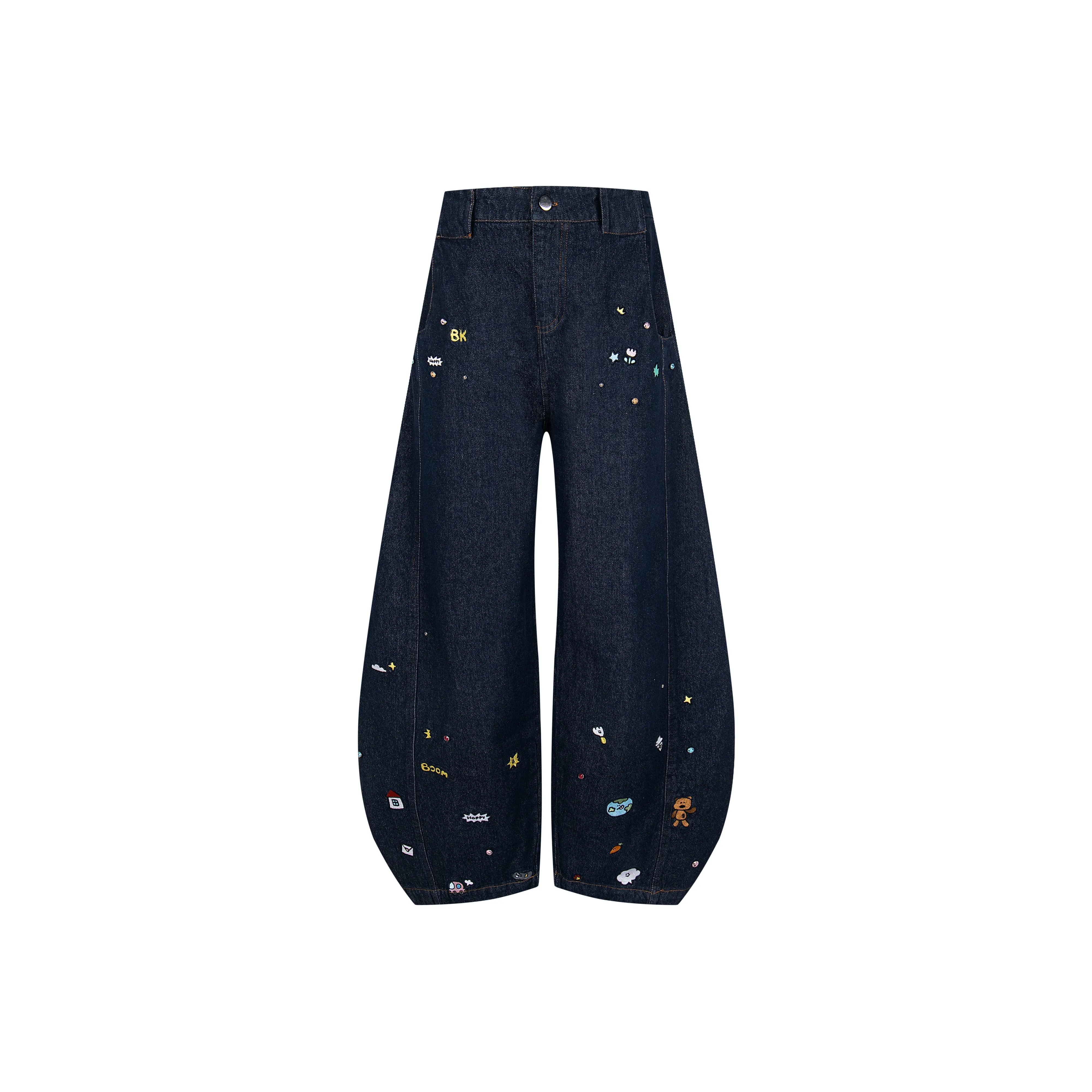 ENPofficial Весна And Осенний Джинсы Свободный крой Пара Универсальный Промытый Широкие штаны Повседневные штаны Унисекс