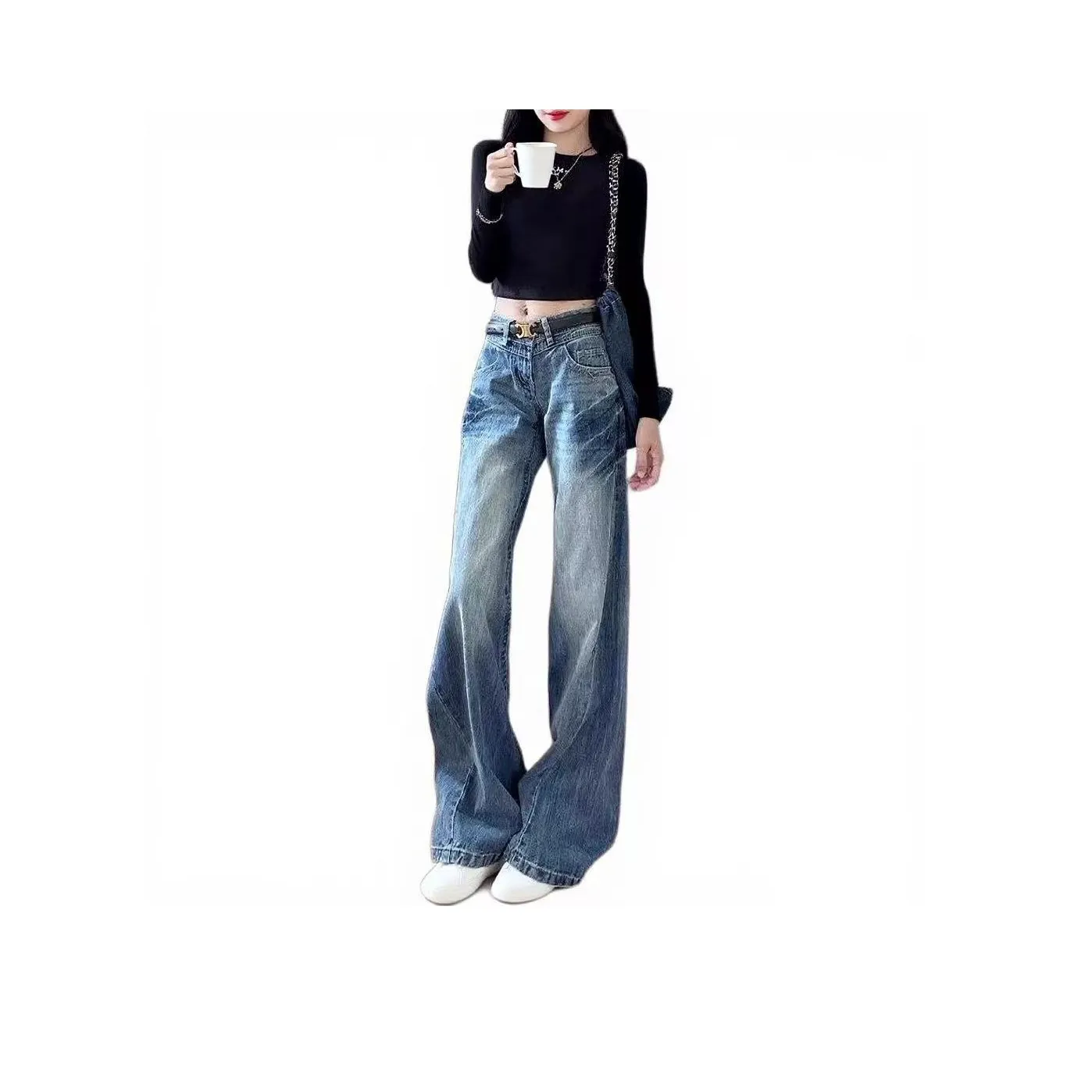 UPXIW Винтажные синие женские джинсы