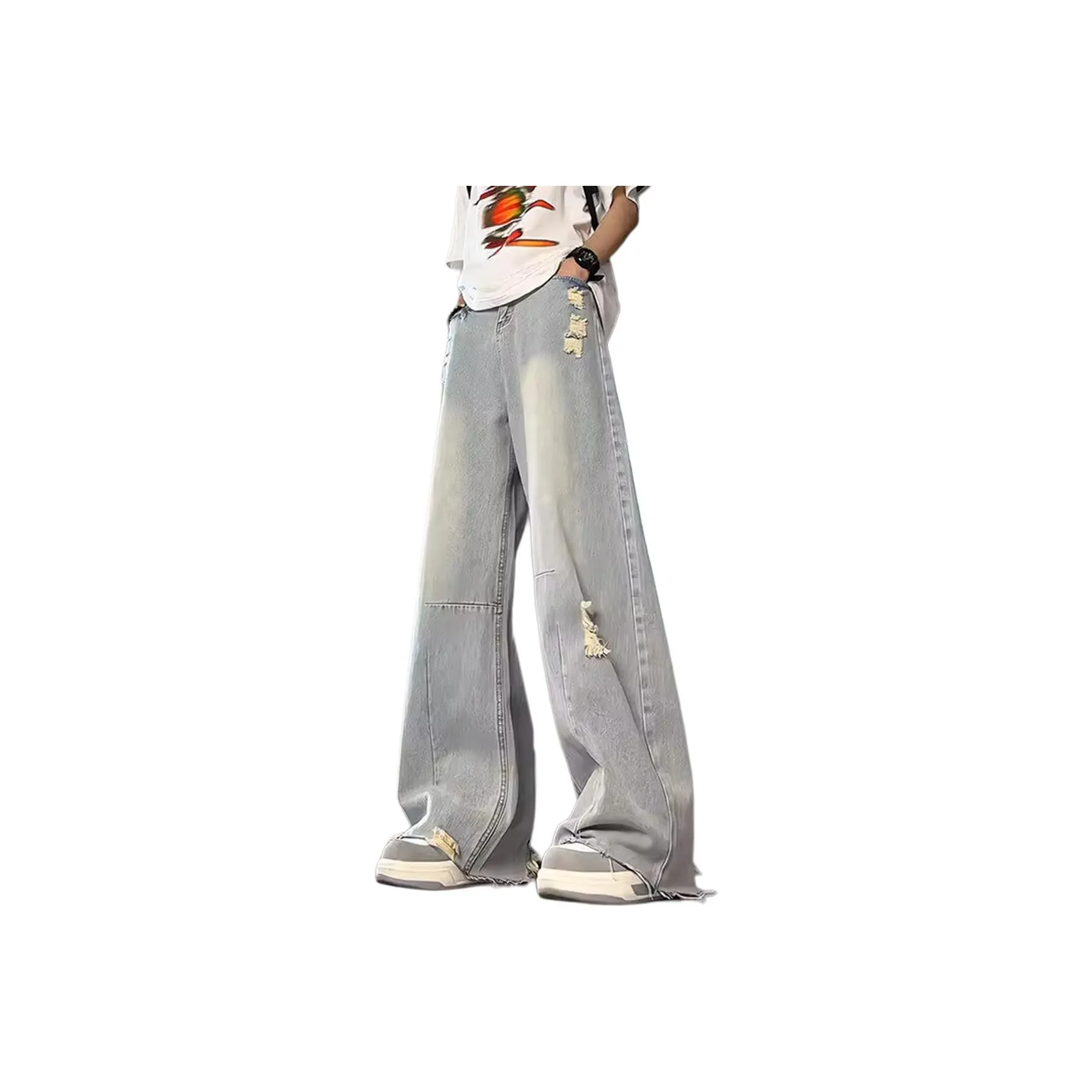 TR Синий Унисекс Повседневные Брюки