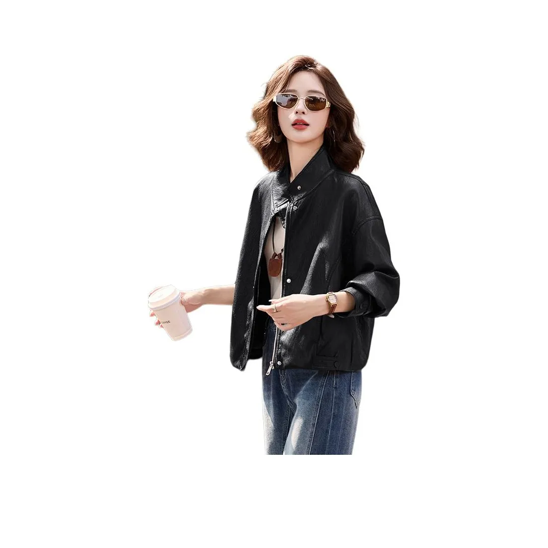 H YXIANG Кожа Куртка Женская