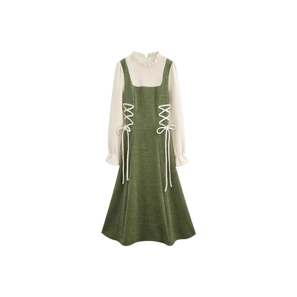 Meter Pre Осенний Корейский стиль Премиум Feel 2 Штуки Ремешки Платье Подростки