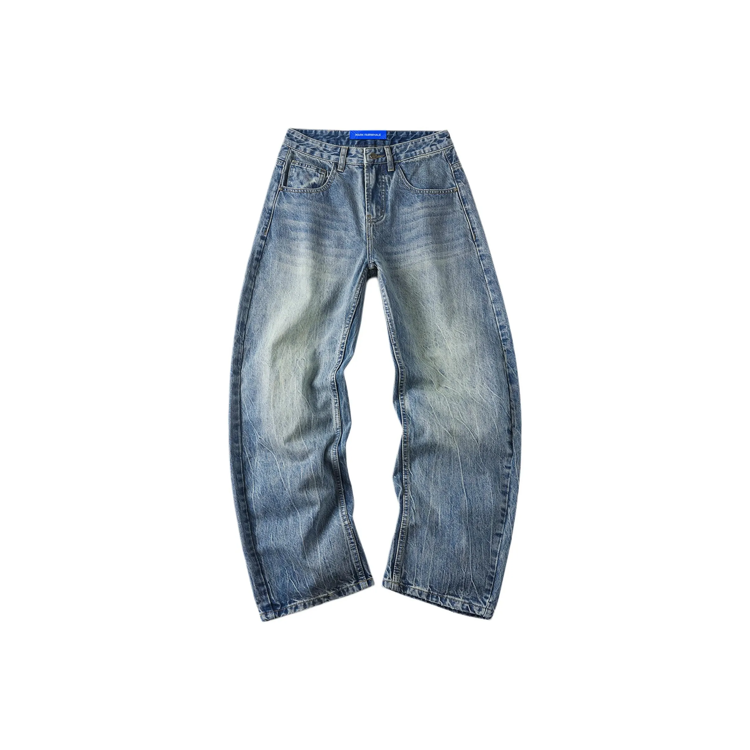 FAIRWHALE Jeans Unisex Ripped Denim Blue