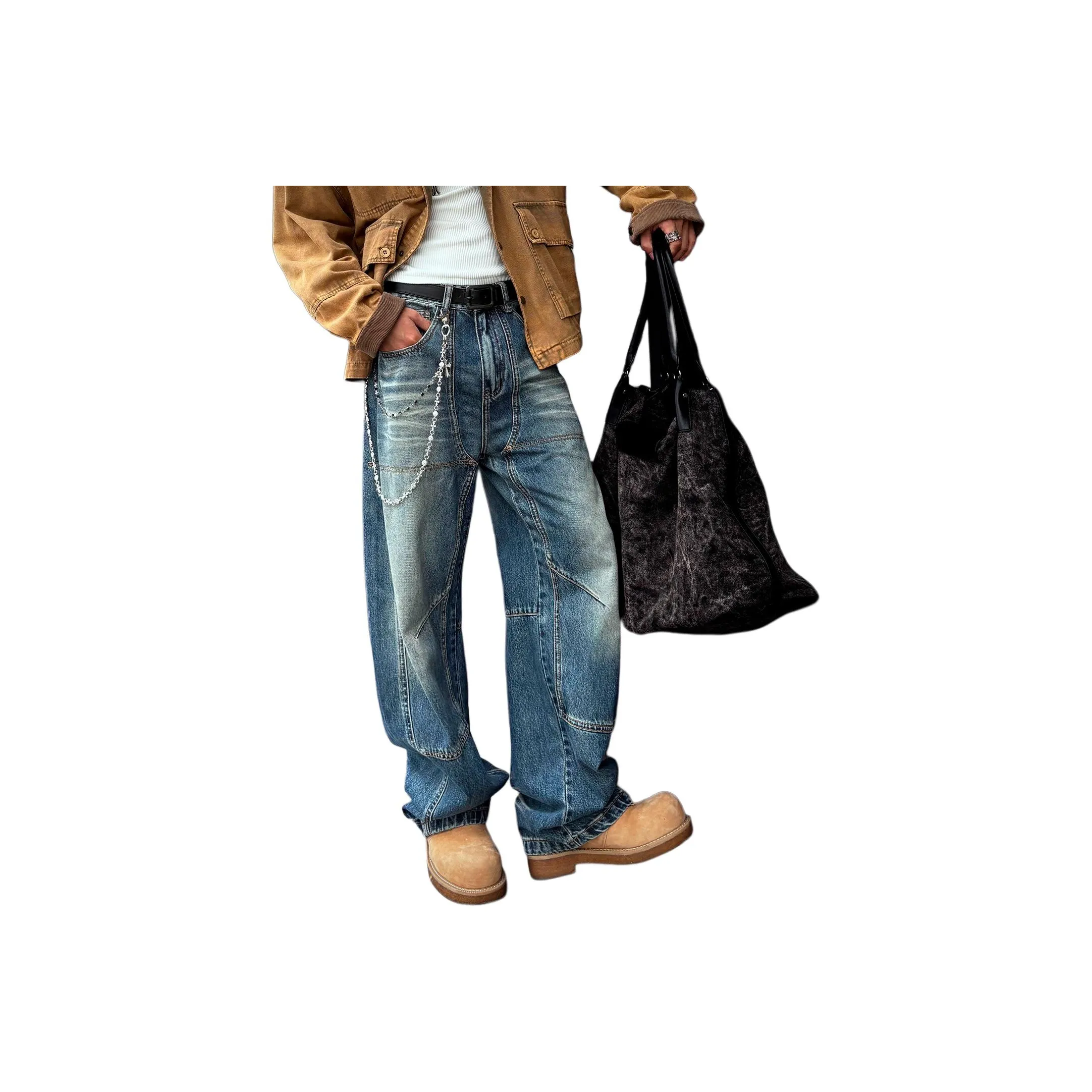 KUXIANSEN Изогнутый нож джинсы мужской