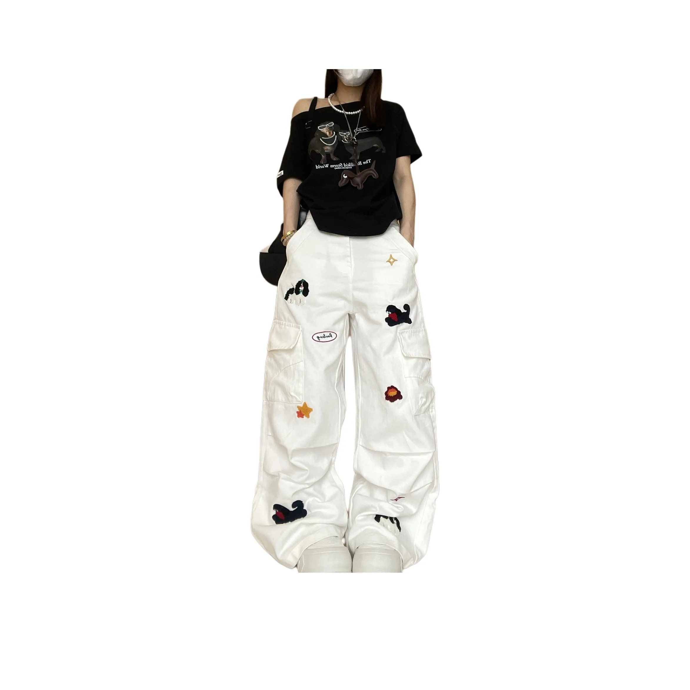 ENPofficial Весна And Осенний Джинсы Американский Свободный крой Широкие Штаны Прямой крой Повседневные Карго Брюки Унисекс