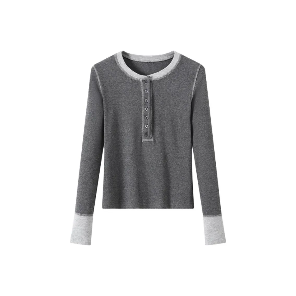 IUNOP Предосенний BUTTONS Полуоткрытый Воротник Рубашка Базовый слой Облегающий крой Внутренний топ Женский