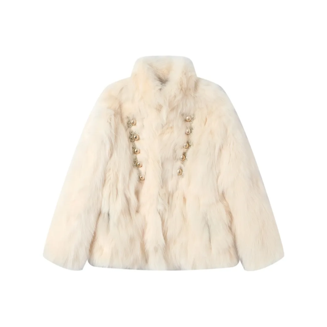 PZGE Белый Экологичный Eco Friendly Мех Женские Меховые изделия