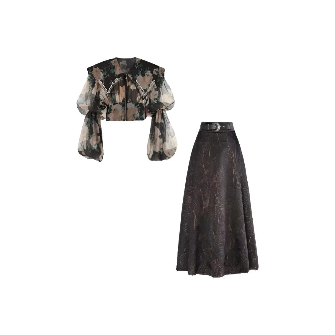 Meter French Vintage Цветочный Рубашка Женские ОСЕНЬ 2025