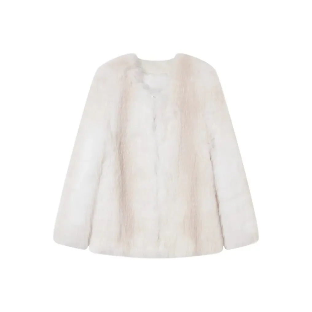 PZGE Белый Экологичный Eco Friendly Мех Женские Меховые изделия