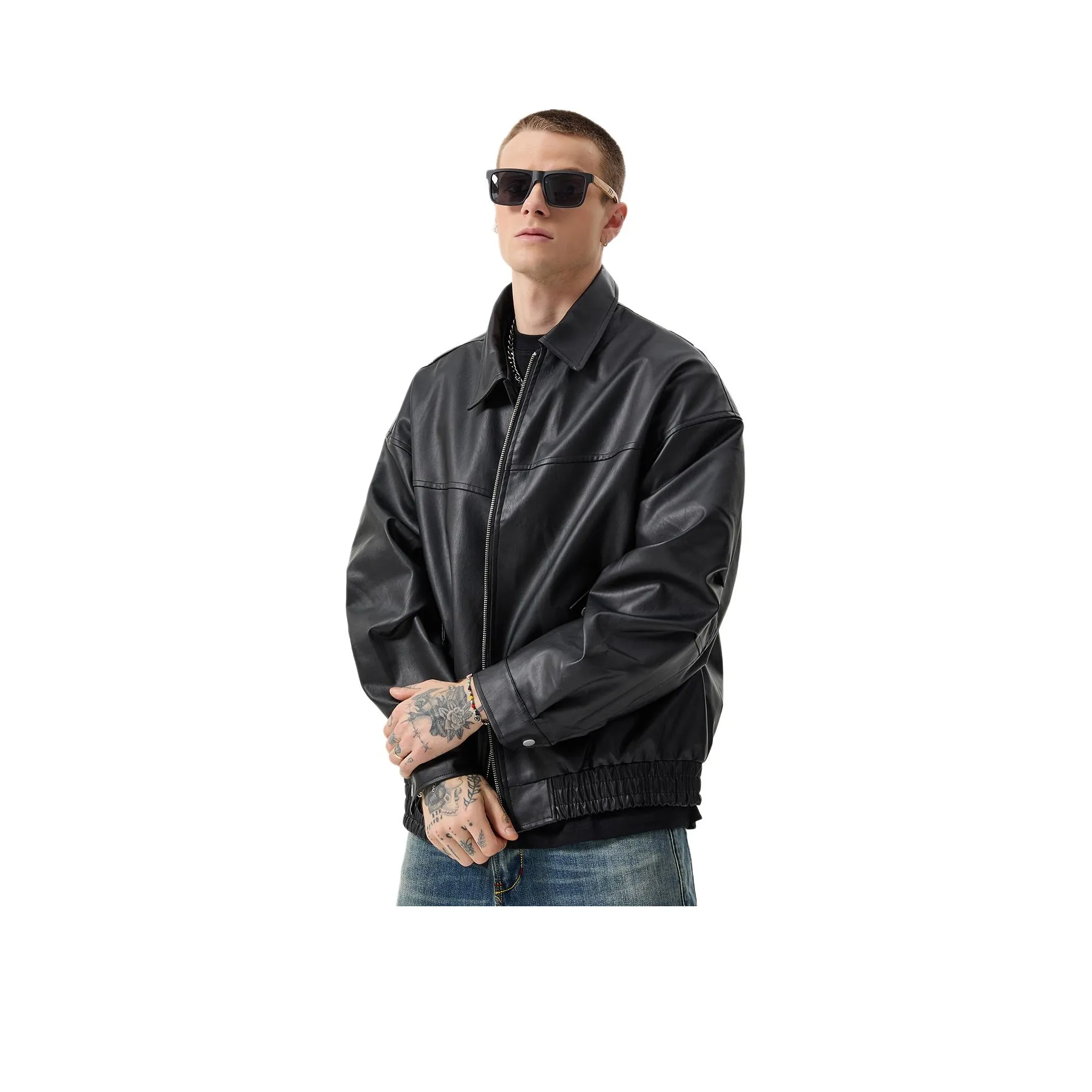 NITENG Кожа Куртка Пальто Мужской