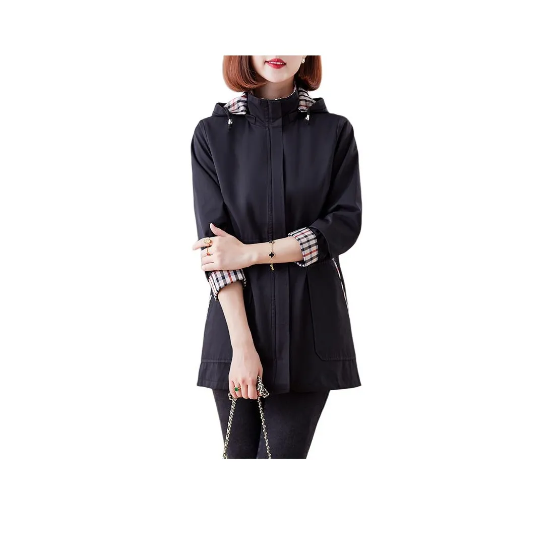 The Temptation Of The Muse Повседневный Воротник-стойка С капюшоном MID Длина Тренчкот Женские