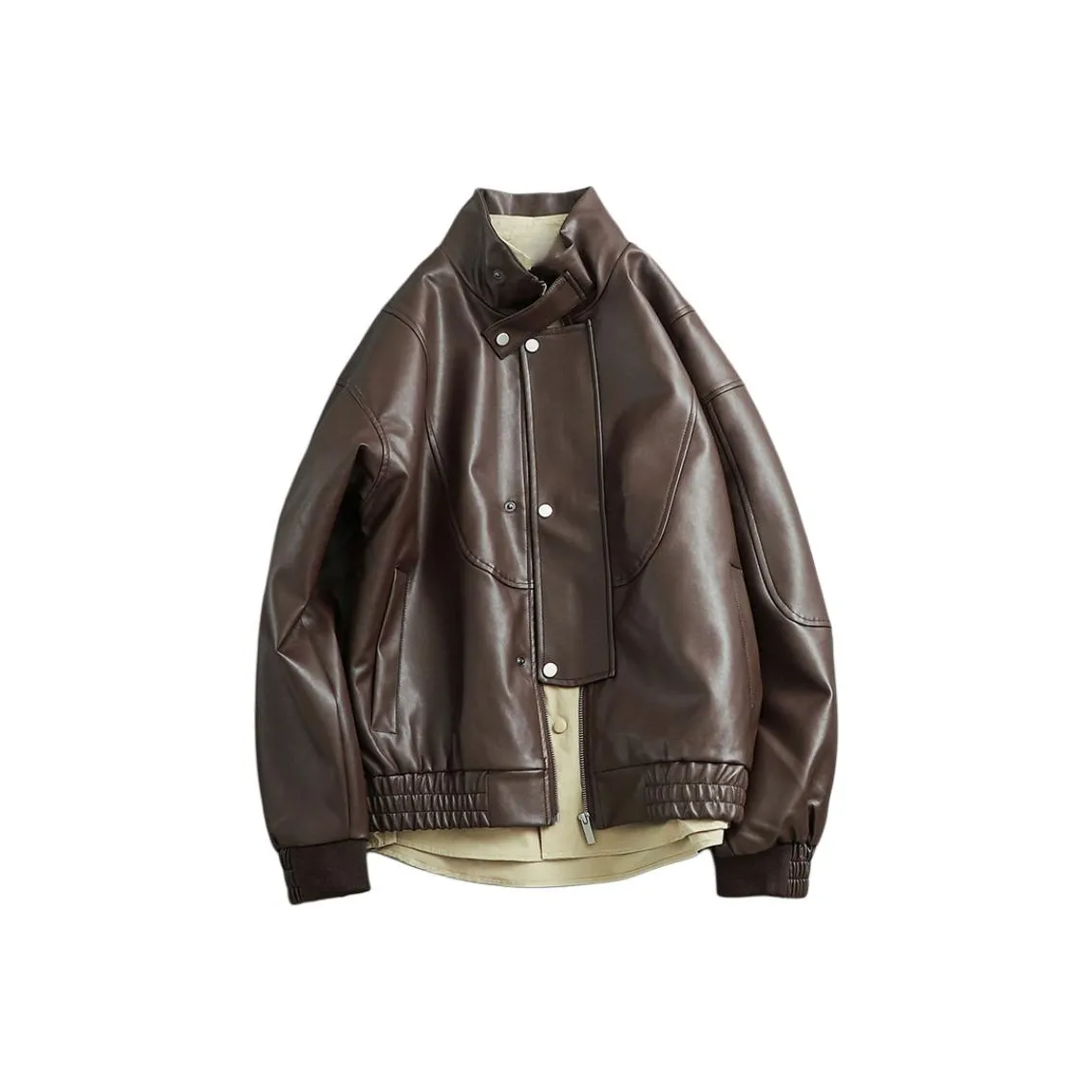 SLLAVIF Каштаново-коричневый Мужская Кожаная Куртка