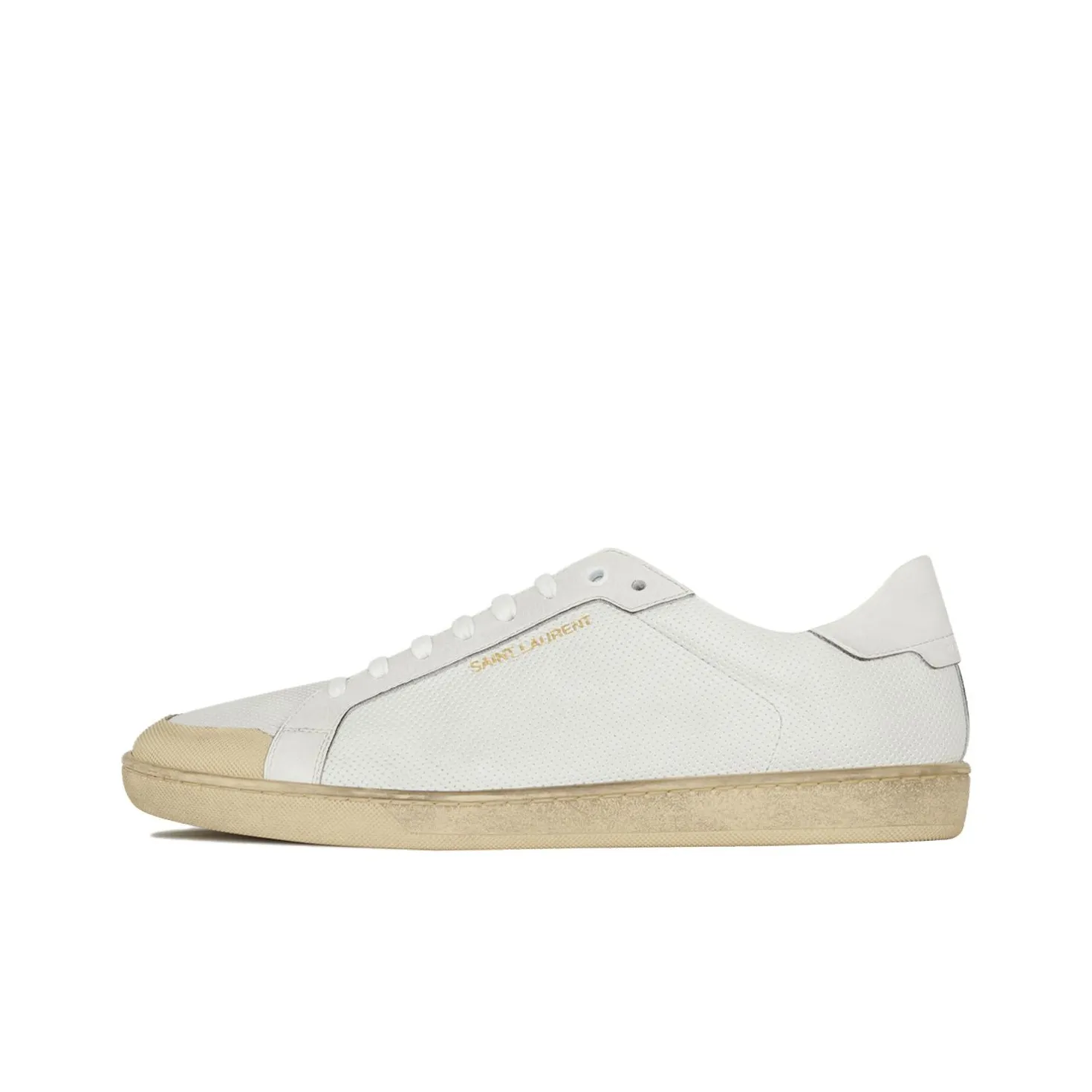 SAINT LAURENT SL/39 Skateboard Shoes Men Low Top Ivory White