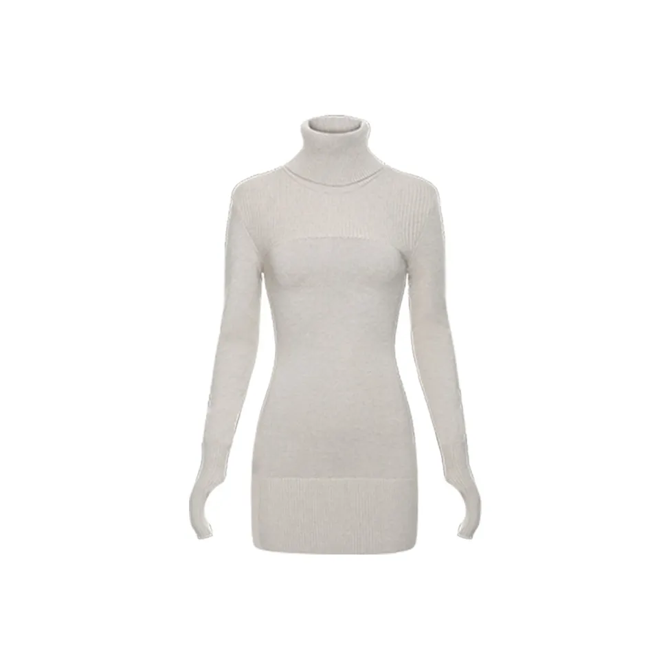 HYTE MOLY Светло-серый Женские Длинные Платья с Длинными Рукавами