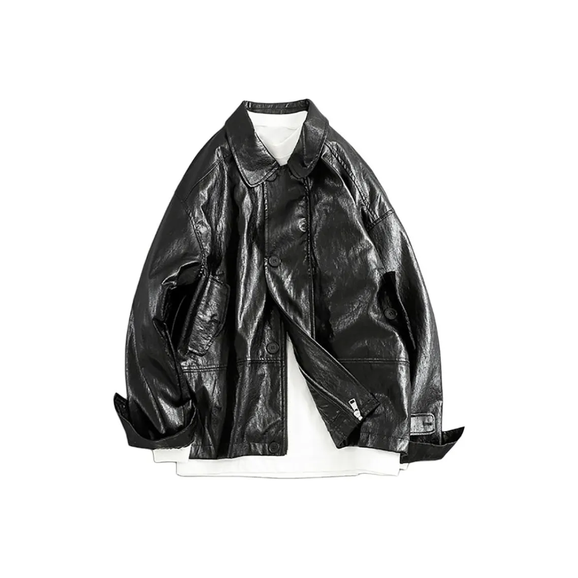 SLLAVIF Черные Мужские Кожаные Куртки