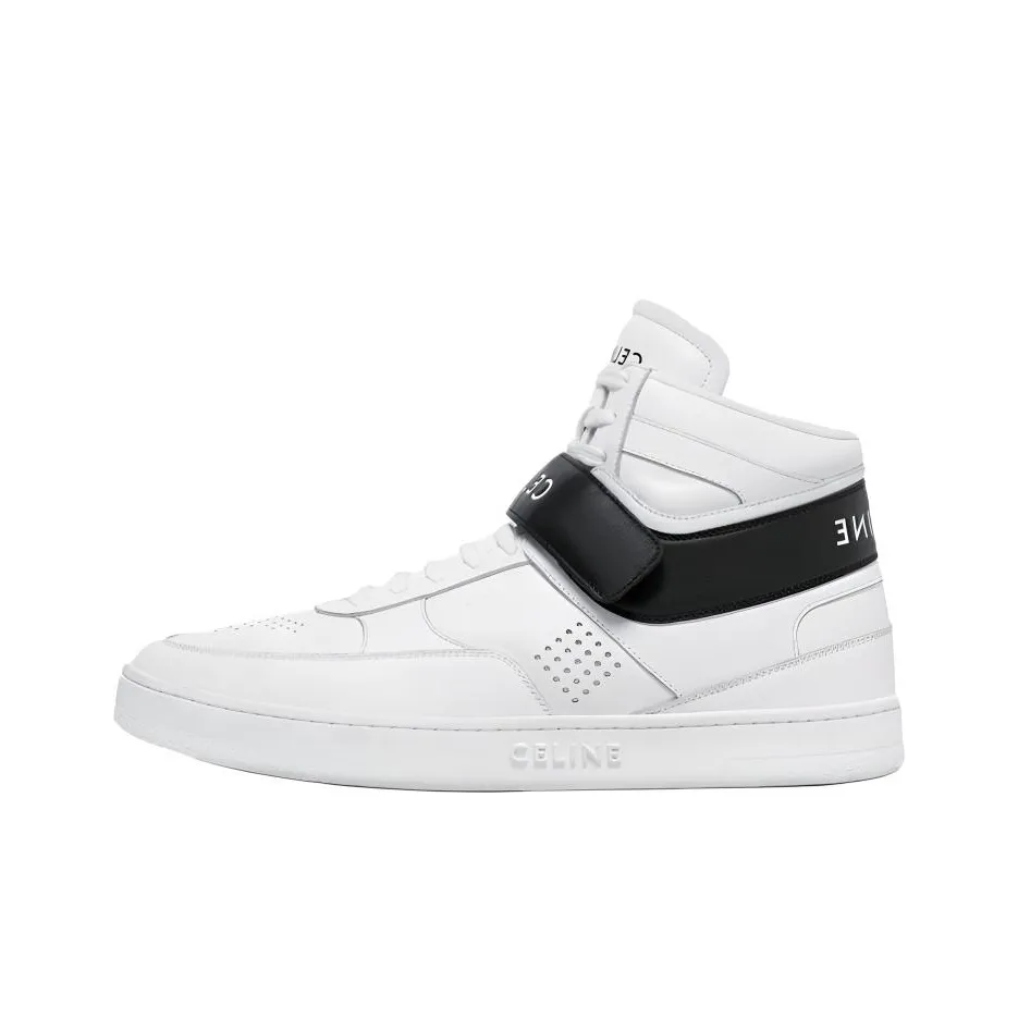 CELINE Skateboard Shoes Men High Top Black/White