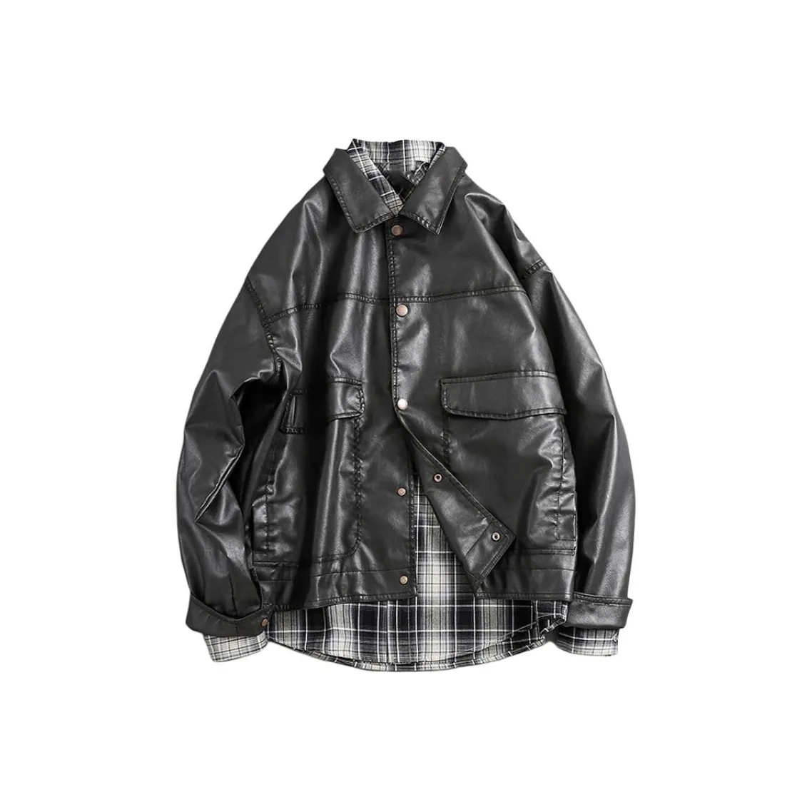 SLLAVIF Темно-серый Мужская кожаная куртка