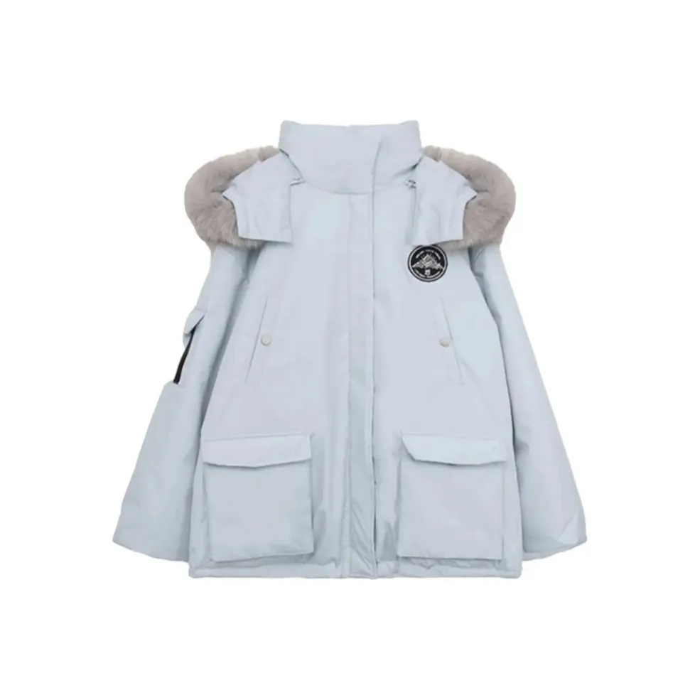 PZGE Светло-синяя парка с пуховиком женские утепленные куртки (пуховики)