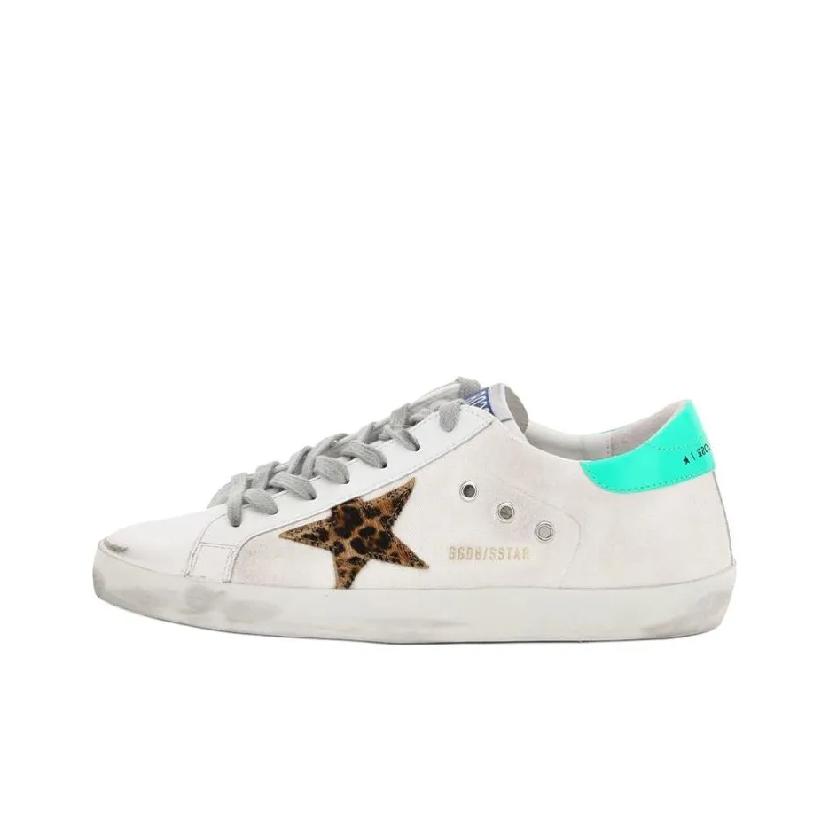 Golden Goose Super Star Skateboard Shoes Men Low Top White/Green/Leopard Print