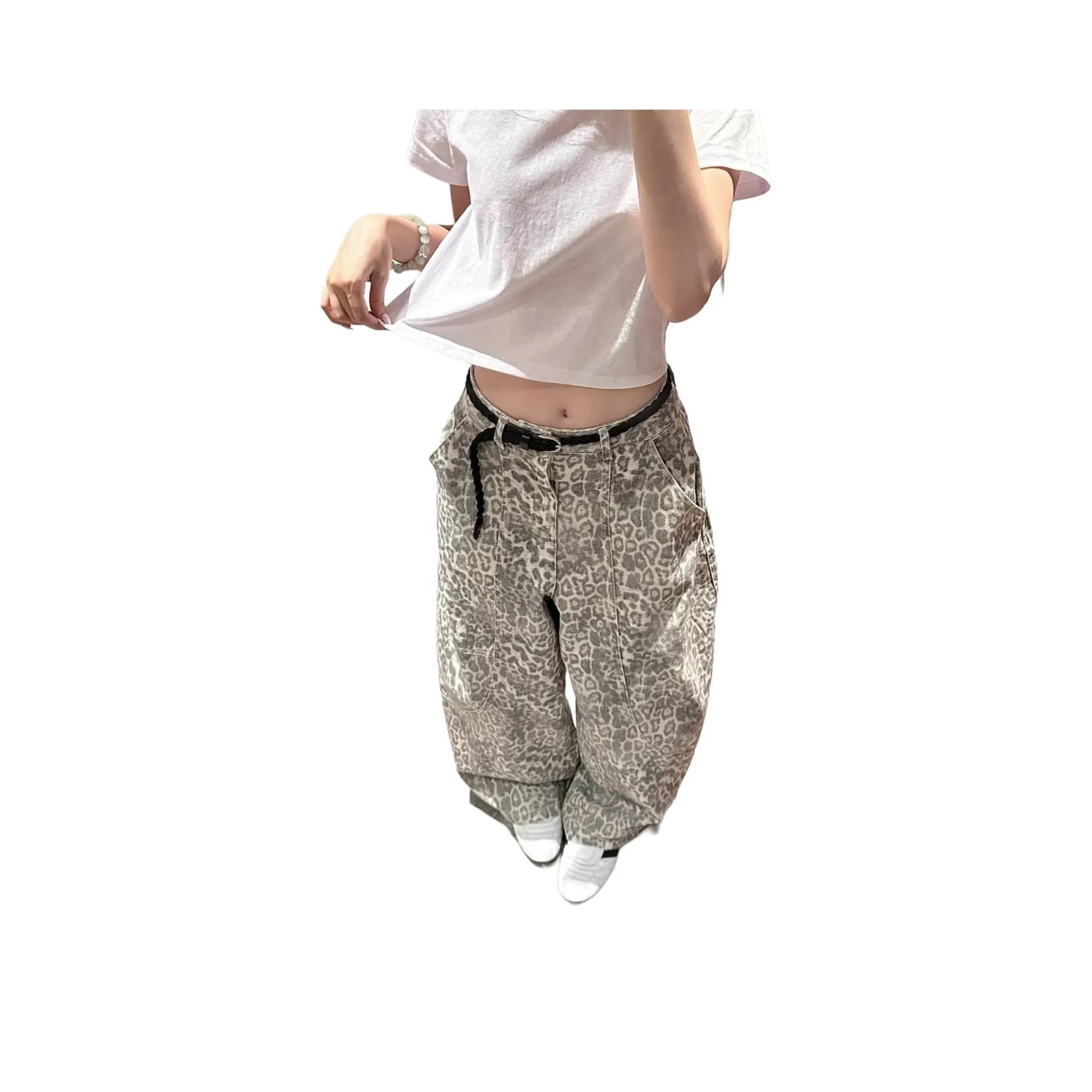 MUCCHIC Леопардовый принт Женские Джинсы