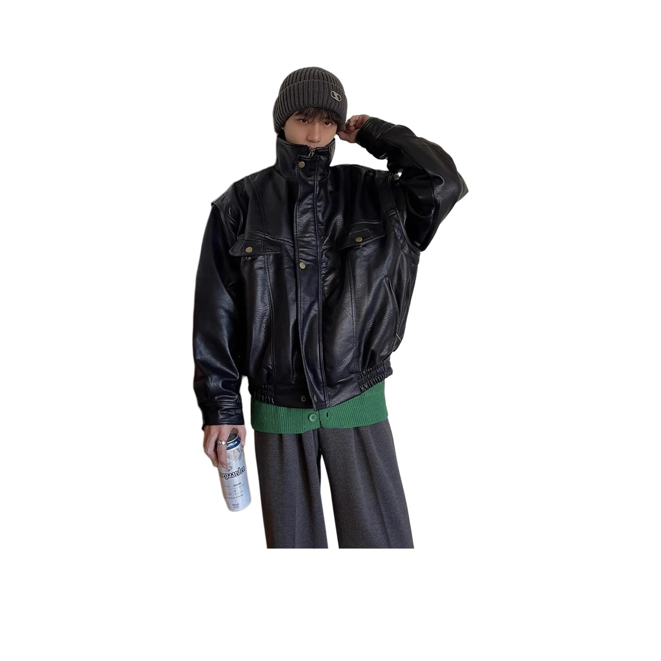 PISYPOX Черный Унисекс Кожаные куртки