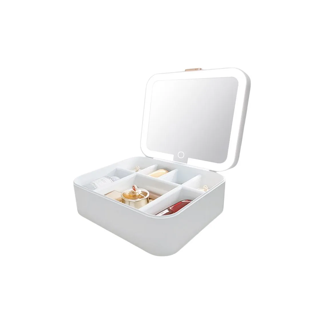 Luo Youte Зеркало для макияжа Встроенная память Шкатулка для украшений Зарядка LED Заправка Свет Складное зеркало