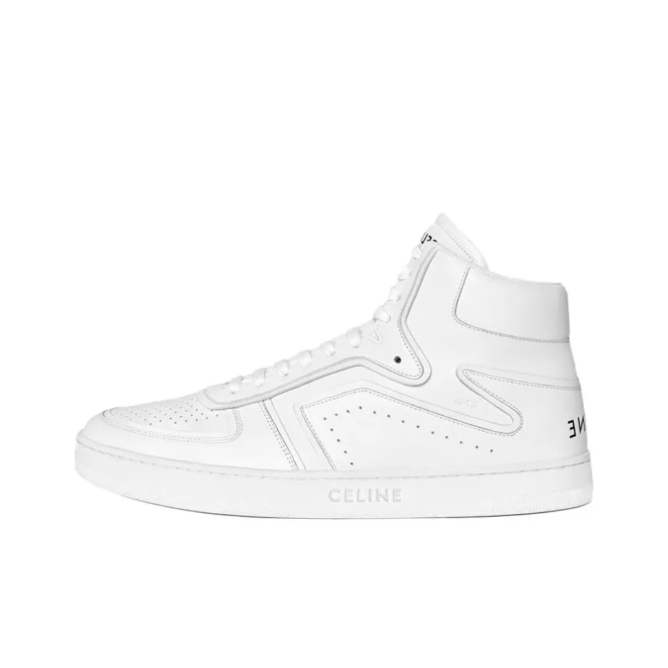 CELINE Skateboard Shoes Men High Top White