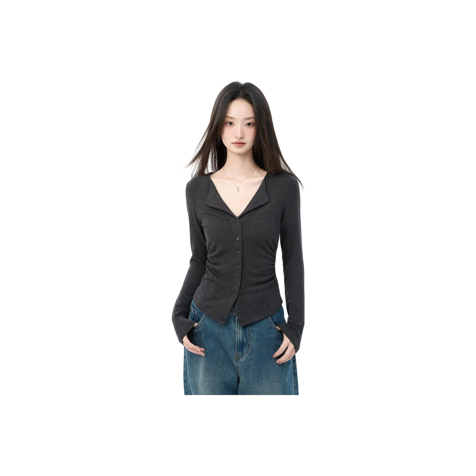 Princess Berdele T-рубашка облегающий крой внутренняя подкладочная ткань слой отложной воротник топ женский