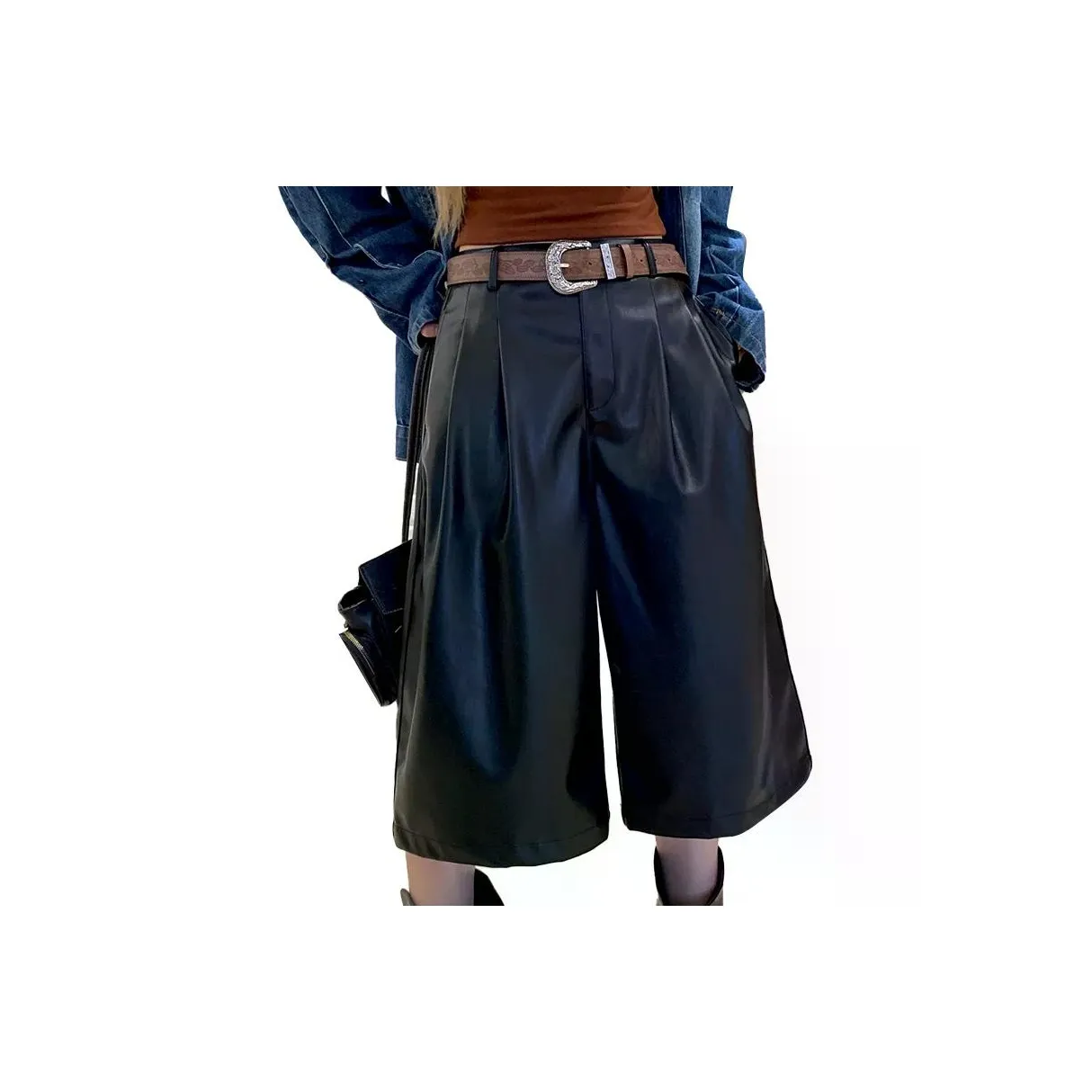 Shuhao Bai Кожаные брюки Женские