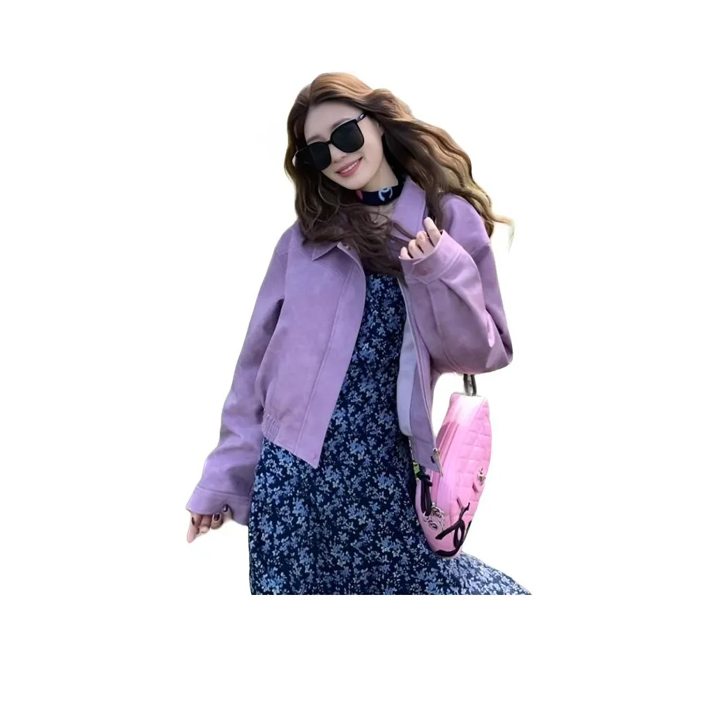 COHX Фиолетовый Женские Кожаные Куртки