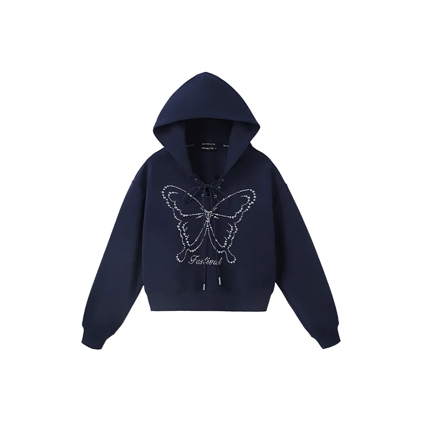 Tryforlove Темно-синий Укороченный Свитшот Женский Свитшот