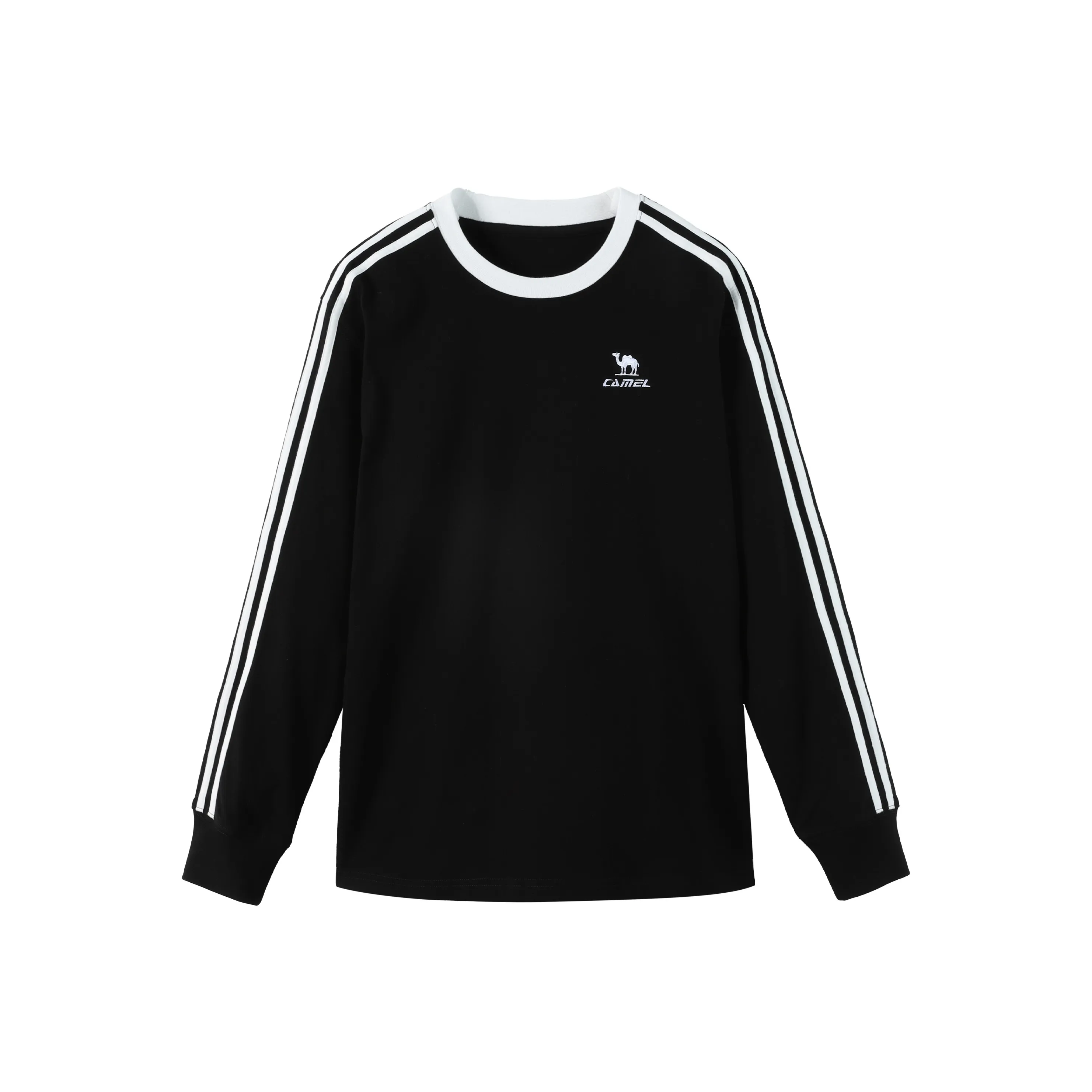 CAMEL 100% хлопок T-рубашка Casual Loose форма круглый вырез дружелюбный к коже длинный рукав тяжелый T-рубашка унисекс