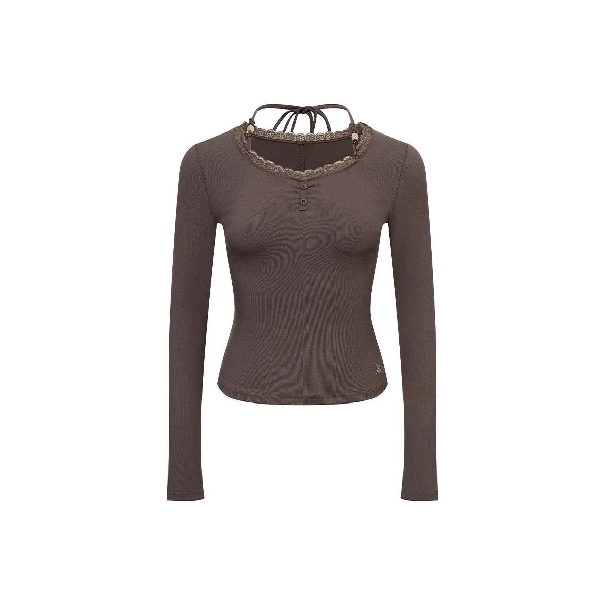 Ariseism Обычный Халтер Длинный Рукав Т-Рубашка с Бусинами для Женщин Осенний Облегающий крой Топ для Женщин