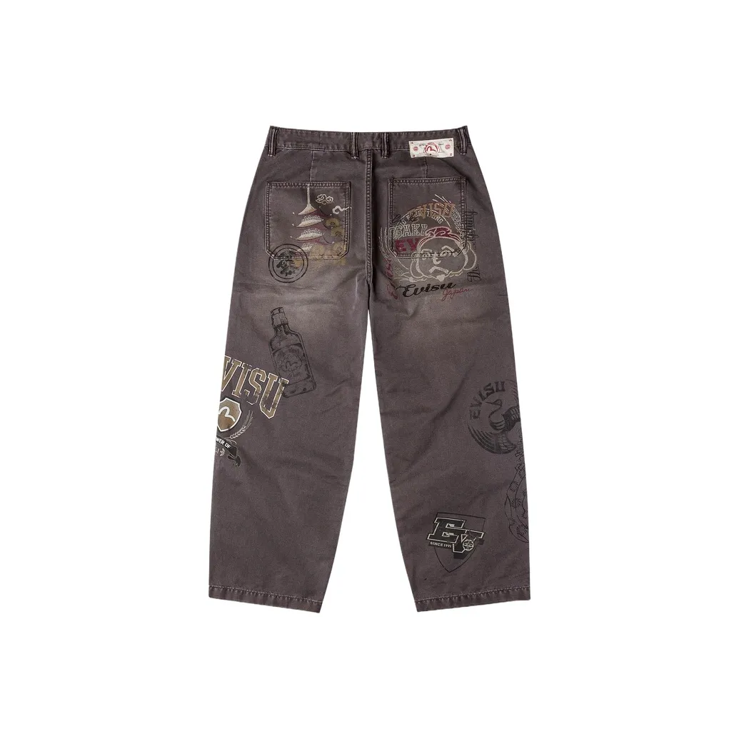 EVISU Темный кофейный Мужские Повседневные Штаны