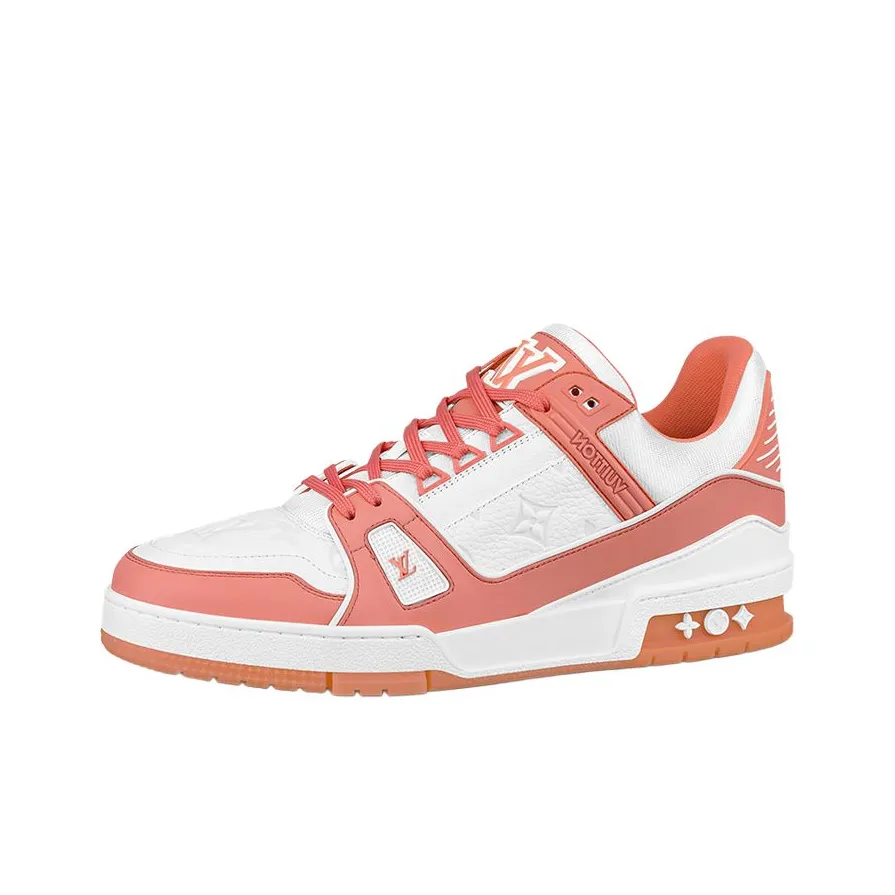LOUIS VUITTON Trainer Skateboard Shoes Men Low Top Peach Pink