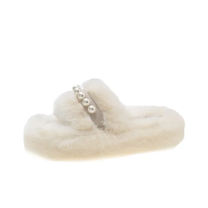 Wuji Резиновые Жемчужные Пушистые Тапочки Женские