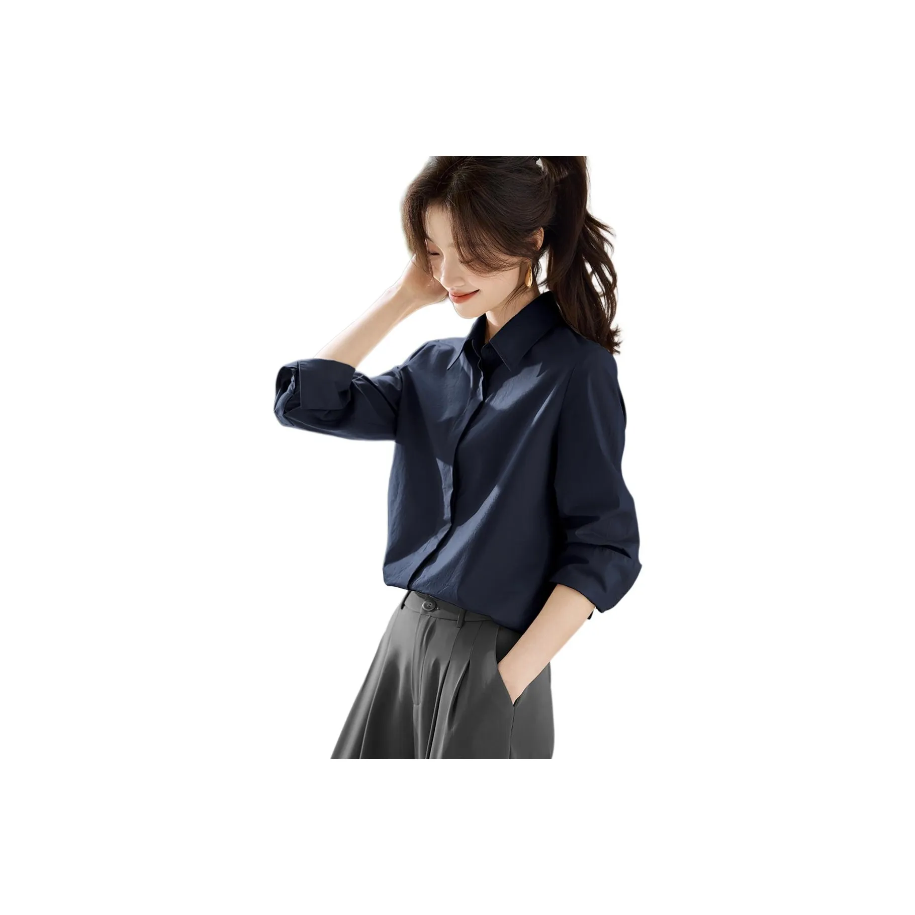 MOHANYIMEI Темно-синие женские рубашки