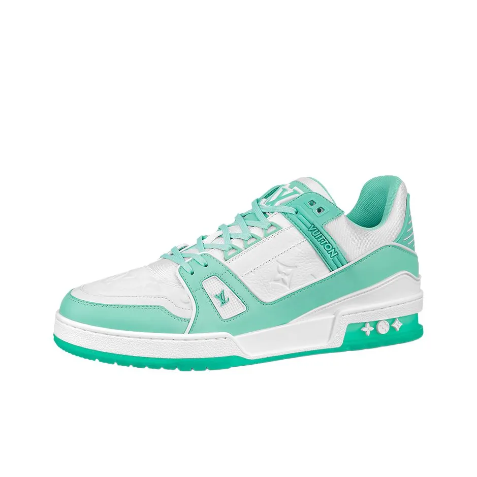 LOUIS VUITTON Trainer Skateboard Shoes Men Low Top White/Green