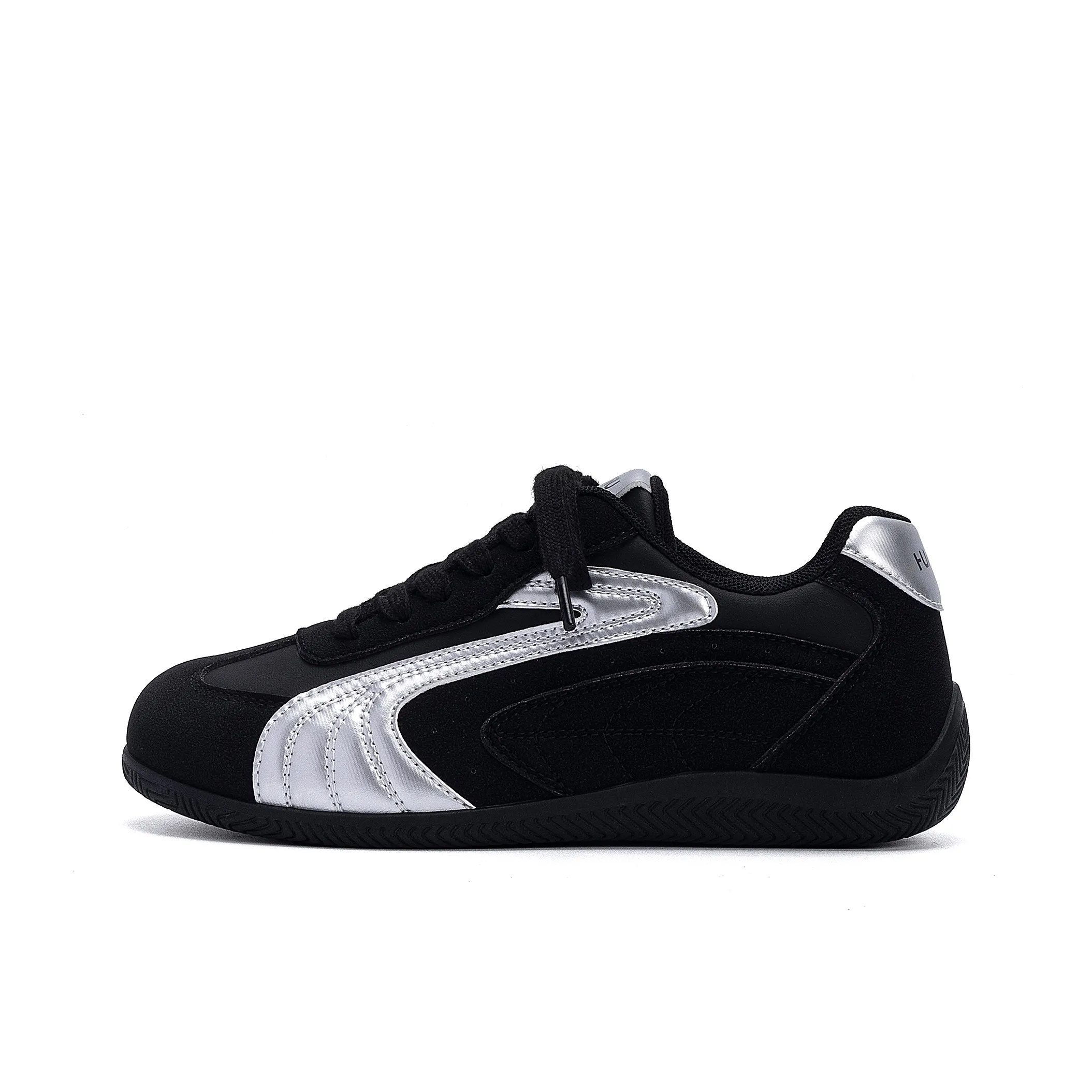 HUANQIU Легкий визуально увеличивающий рост покрытие низкий топ повседневная обувь женский черный серебряный