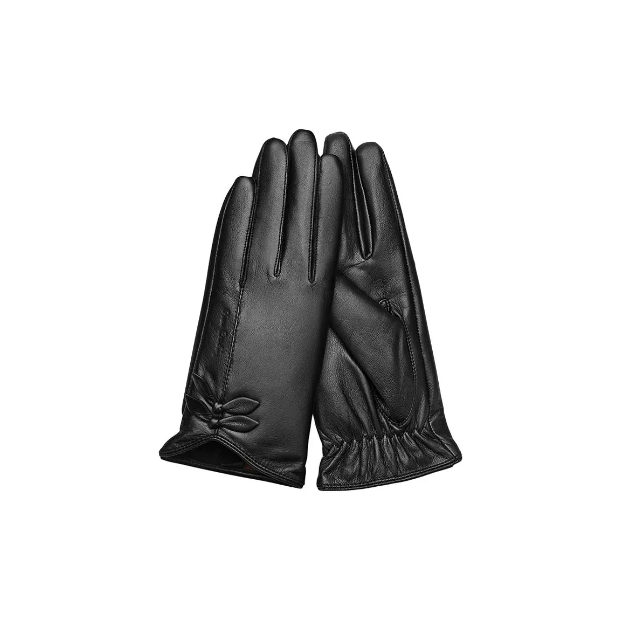 PIERRE CARDIN Sheepskin Goat Leather Gloves Women's Black
