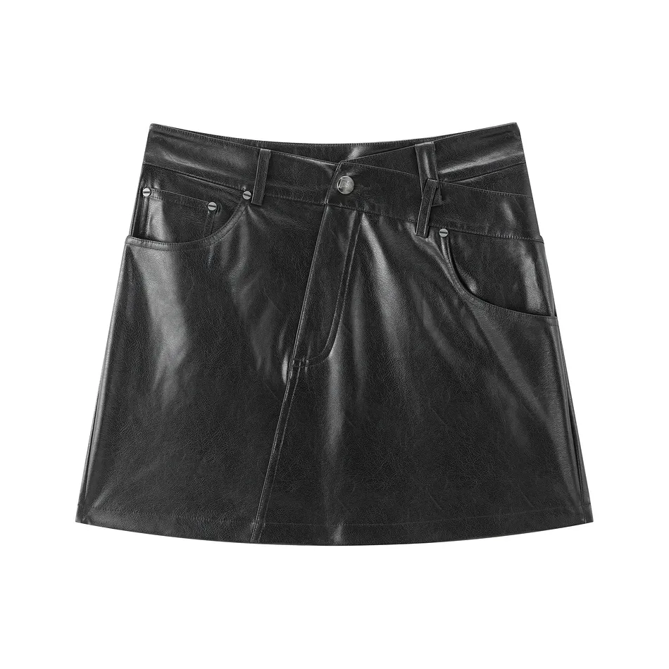 PEACEBIRD Кожаные короткие юбки женские