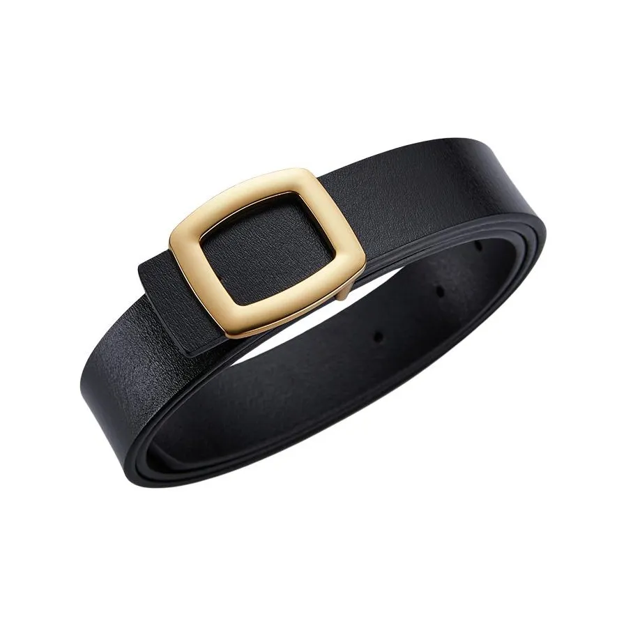 GUSKI Коровья кожа Элегантность Удобный Универсальный Ремень Женские Золотой 2,8 см Подарочный набор в коробке с индивидуальной поздравительной открыткой