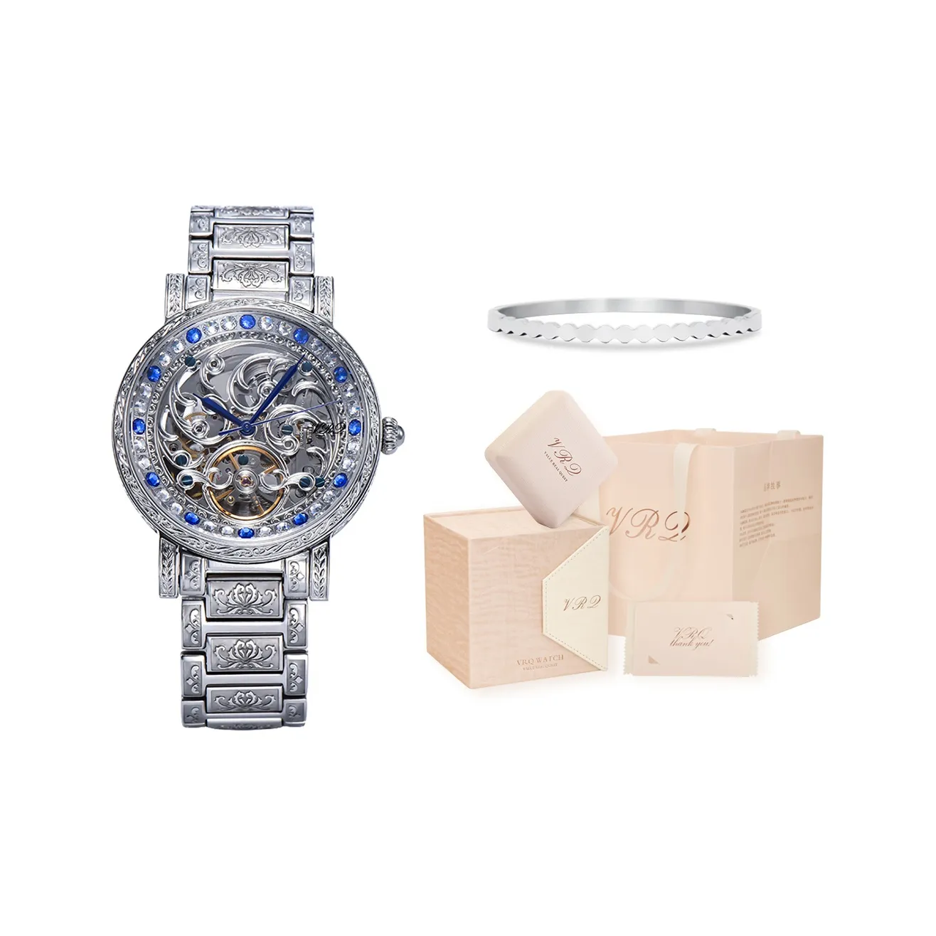 VRQ Baby's Breath Watch BY2 Автоматический механический механизм нержавеющий стальной ремешок женские часы черепный циферблат