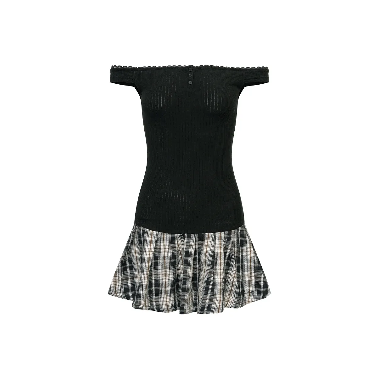 Ariseism Стильный Off The Плечо Клетчатый Короткий Рукав Платье Для Женщин Летняя Юбка Женская