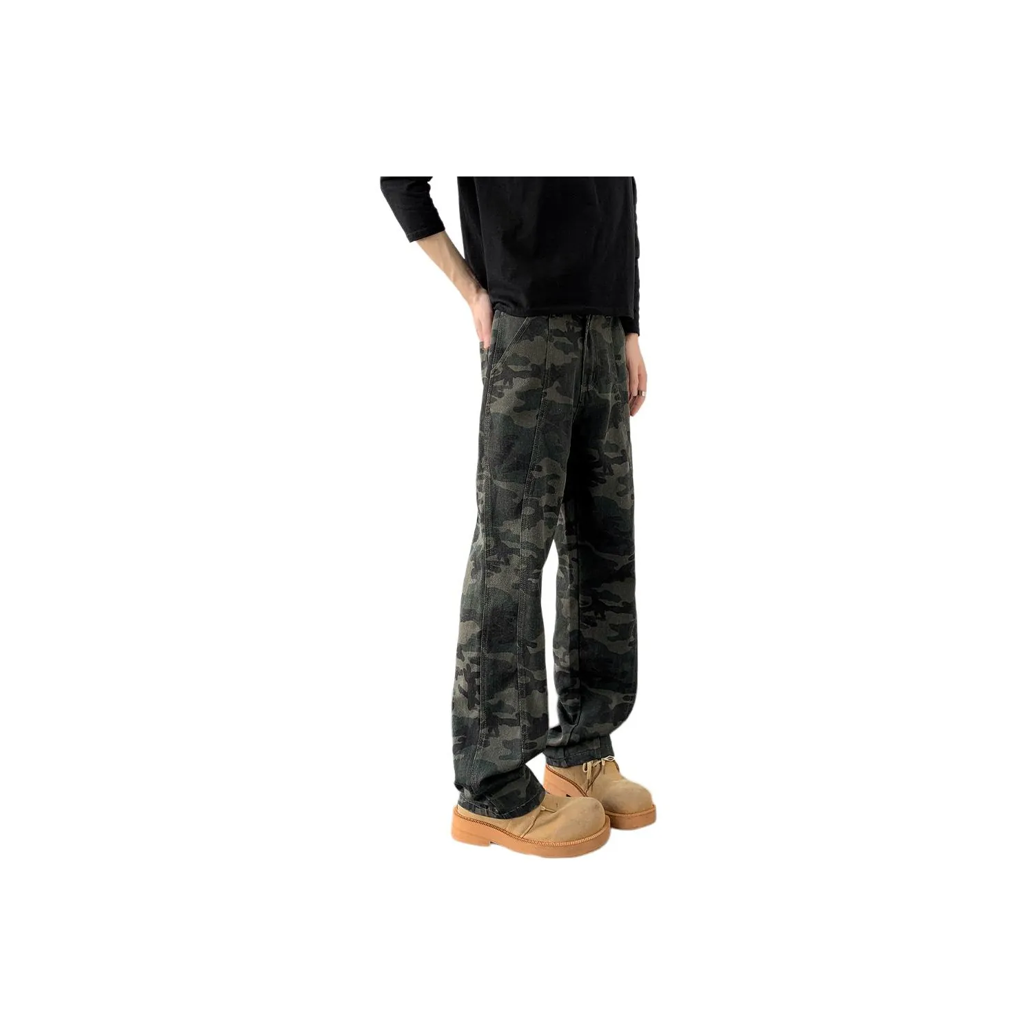 DAFK Army Green Camouflage Men's Jeans DAFK Армейский зеленый камуфляж Мужские Джинсы