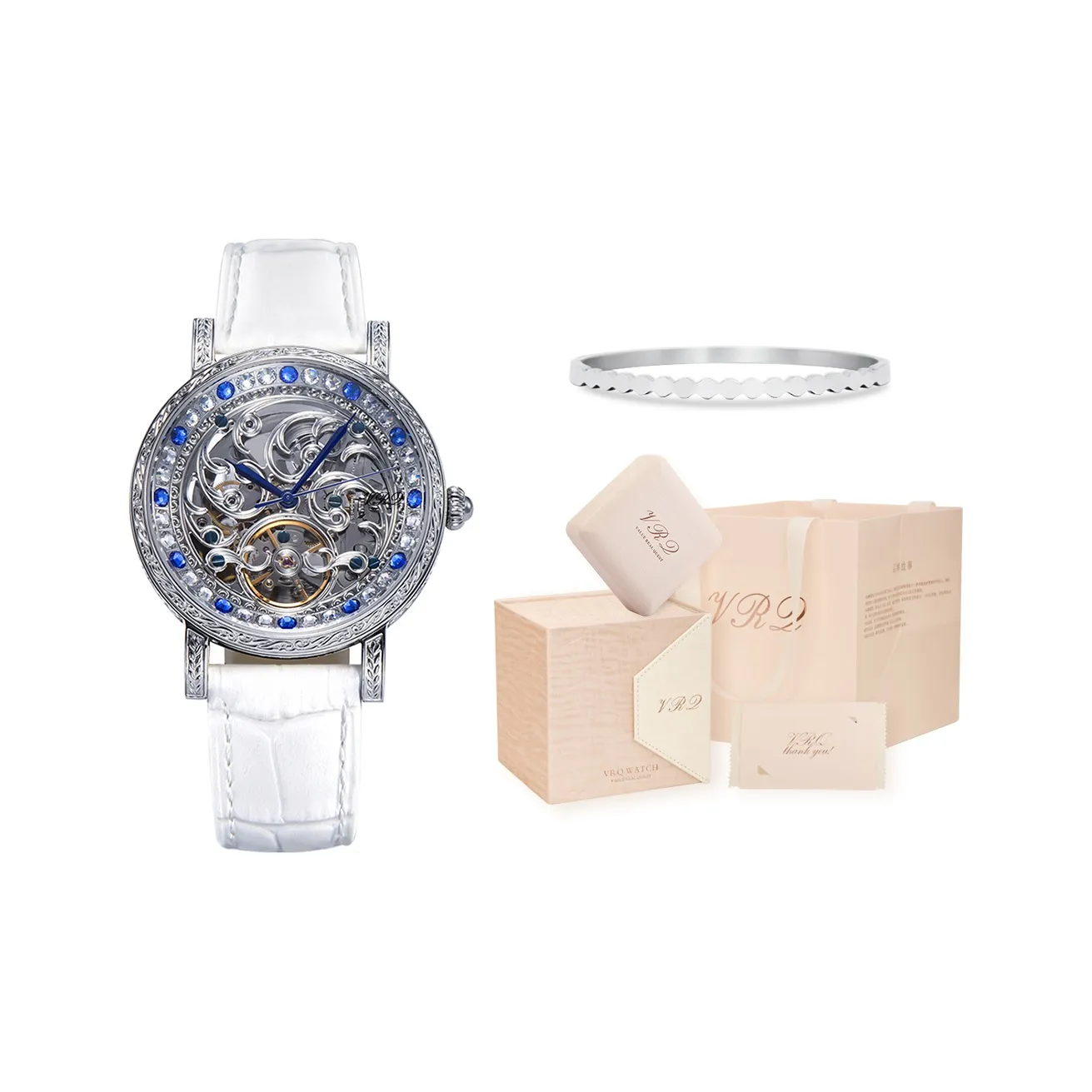 VRQ Faith Series Baby's Breath Watch BY1 Автоматический ручной механический механизм Часы Женские Часы с циферблатом Skeleton